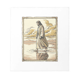 Antieke spirituele waterwandelinggravure notitieblok