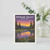 Antieke Spokane Valley Washington Briefkaart (Staand voorkant)