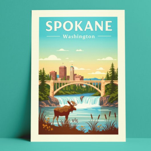 Antieke Spokane Washington Briefkaart