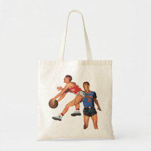 Antieke sport, basketballspelers in een wedstrijd tote bag