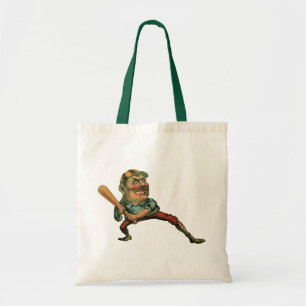 Antieke sport, boze honkbalspeler slagman tote bag