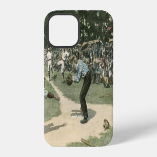 Antieke sport, honkbalspeler die naar het thuishon iPhone 12 hoesje