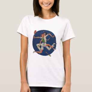 Antieke sport, tennisspelers botsen met rackets t-shirt
