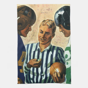 Antieke sport, voetbal scheidsrechter munt toss theedoek