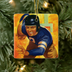 Antieke sport voetbalspeler quarterback hardloper keramisch ornament