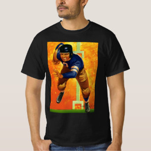 Antieke sport voetbalspeler quarterback hardloper t-shirt