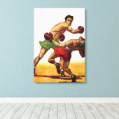 Antieke sportboksen, boksers in een gevecht canvas afdruk (Insitu (Houten vloer))