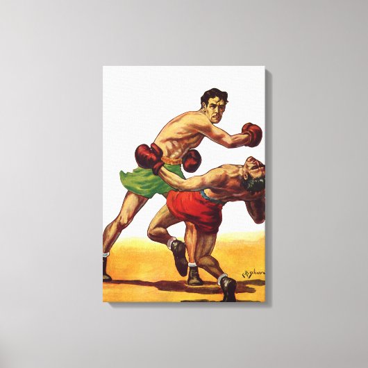 Antieke sportboksen, boksers in een gevecht canvas afdruk (Voorkant)