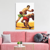 Antieke sportboksen, boksers in een gevecht canvas afdruk (Insitu (Woonkamer))