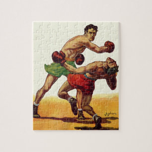 Antieke sportboksen, boksers in een gevecht legpuzzel