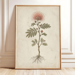 Antieke Sprookjesachtige Stofzuiger Bloem Kunst Bo Poster