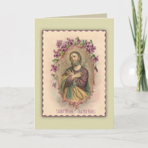 Antieke St. Jozef  Bloemige Memorare Gebed Kaart