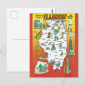 Antieke staatkaart van Illinois Briefkaart (Voorkant / Achterkant)
