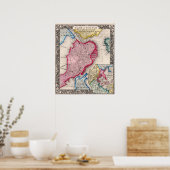 Antieke stadsplattegrond van Boston 1860 Poster (Keuken)