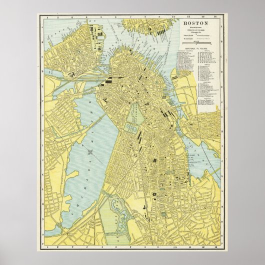 Antieke stadsplattegrond van Boston 1899 Poster (Voorkant)