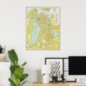 Antieke stadsplattegrond van Boston 1899 Poster (Thuiskantoor)