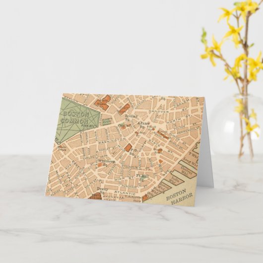 Antieke stadsplattegrond van Boston Kaart (Gele Bloem)