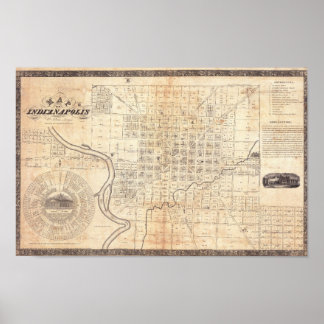 Antieke stadsplattegrond van Indianapolis 1836 Poster