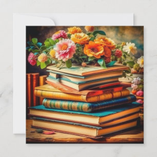 Antieke stapel vintage boeken en bloemen