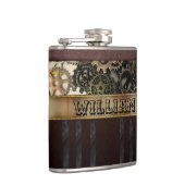Antieke Steampunk Tandwielen Metaal Leder Heupfles (Rechts)