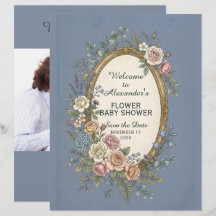Antieke sticker met gekleurde bloemen 23 + uw teks