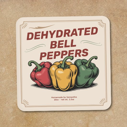 Antieke sticker voor uitgedroogde paprika's