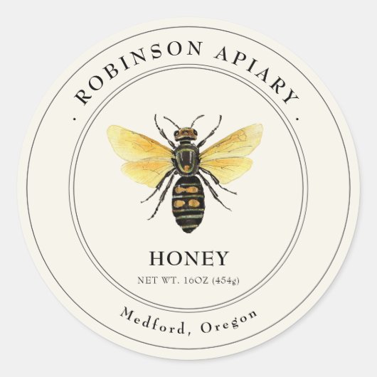 Antieke stijl Bij Honing Pot label (Voorkant)