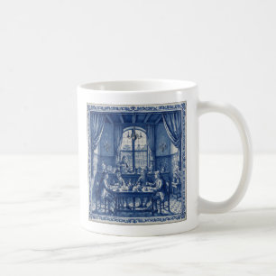 Antieke stijl blauw + wit delfts tegel koffiehuis koffiemok