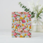 Antieke Stijl Bloemendruk Briefkaart (Staand voorkant)