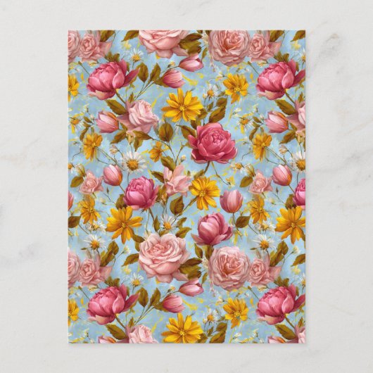 Antieke Stijl Bloemendruk Briefkaart (Voorkant)