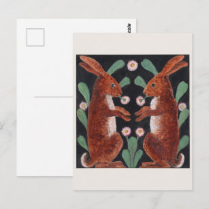 Antieke stijl boshaas lente bloem decor briefkaart