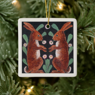 Antieke stijl boshaas lente bloem decor keramisch ornament
