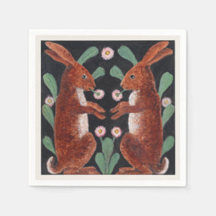 Antieke stijl boshaas lente bloem decor servet