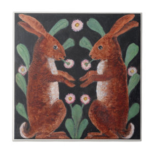 Antieke stijl boshaas lente bloem decor tegeltje