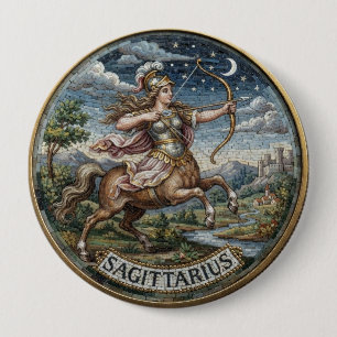 Antieke stijl Mozaïek Dierenriem Boogschutter Ronde Button 4,0 Cm