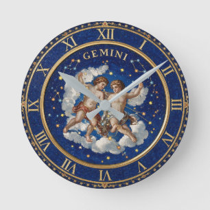 Antieke stijl mozaïek Zodiak Tweelingen Ronde Klok