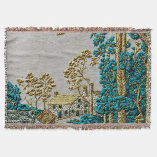 Antieke stijl turquoise + goudkleur landelijk deken