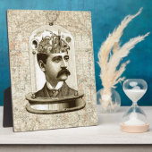 Antieke stoampunk tandwiel-hersenen, man met snor fotoplaat (Zijkant)