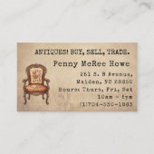  Antieke stoel rustieke achtergrond Visitekaartje (Voorkant)