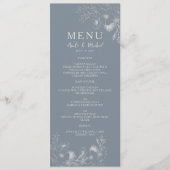 Antieke stoffige blauwe huwelijksmenu menu (Voorkant)