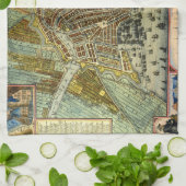 Antieke straat plattegrond van Amsterdam, Nederlan Theedoek (Gevouwen)