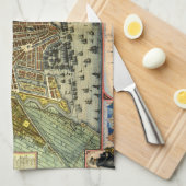 Antieke straat plattegrond van Amsterdam, Nederlan Theedoek (Quarter Fold)