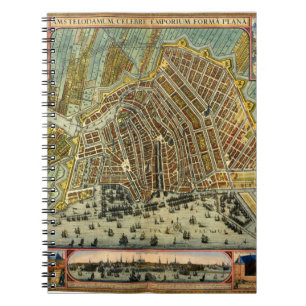 Antieke straatkaart van Amsterdam, Nederland Notitieboek
