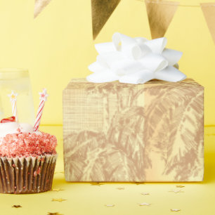Antieke strand- en palmbomen ets cadeau label cadeaupapier