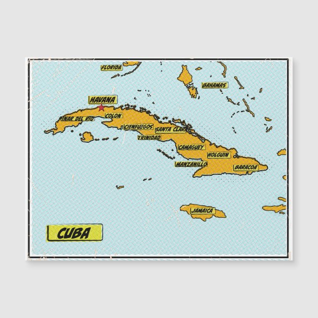 Antieke stripboekkaart van Cuba (Voorkant)