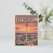 Antieke Stuttgartse televisietoren Fernsehturm Dui Briefkaart (Staand voorkant)