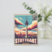 Antieke Stuttgartse televisietoren Fernsehturm Dui Briefkaart (Staand voorkant)