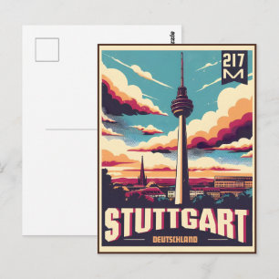Antieke Stuttgartse televisietoren Fernsehturm Dui Briefkaart