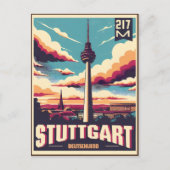 Antieke Stuttgartse televisietoren Fernsehturm Dui Briefkaart (Voorkant)