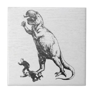 Antieke T-Rex achter zakenmannen keramische tegel Tegeltje